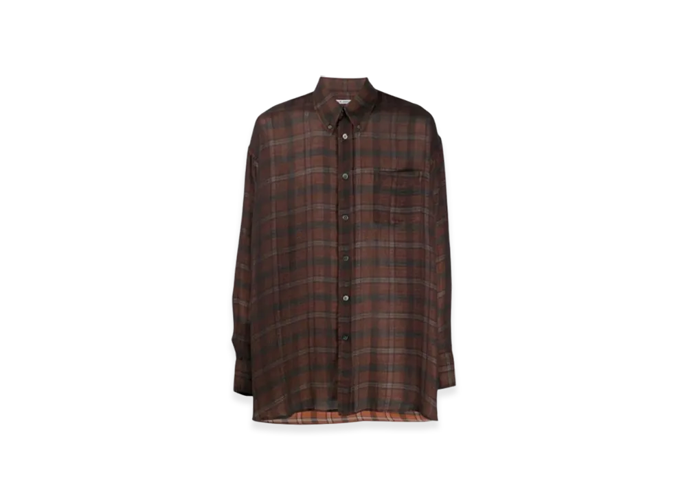 OUR LEGACY Borrowed BD Shirt "Orange Green Check"