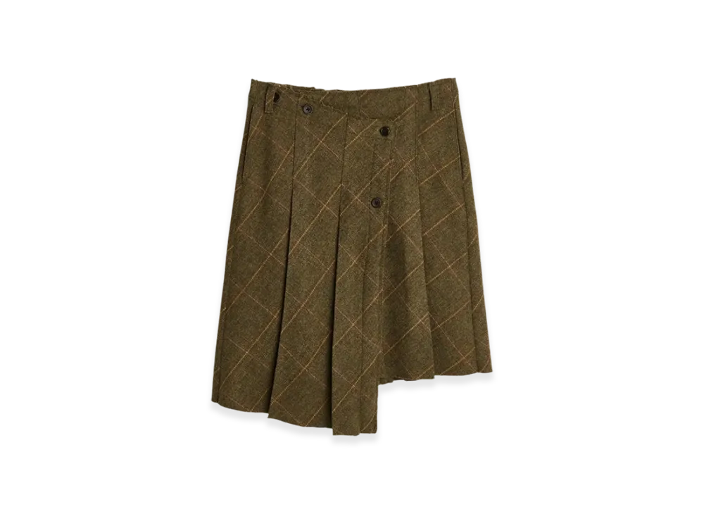 OUR LEGACY Women's Pleated Wrap Skirt Country Wool "Moor Check"
