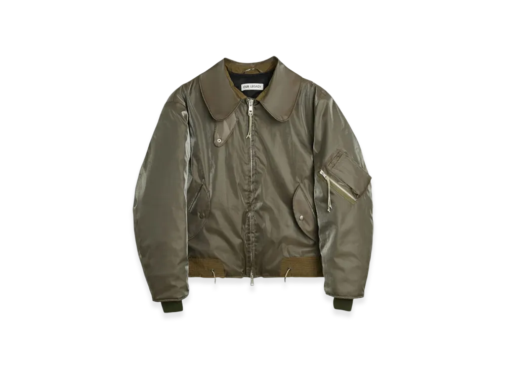 OUR LEGACY Women's Glyptodon Bomber Shimmer Tech "Army Green"