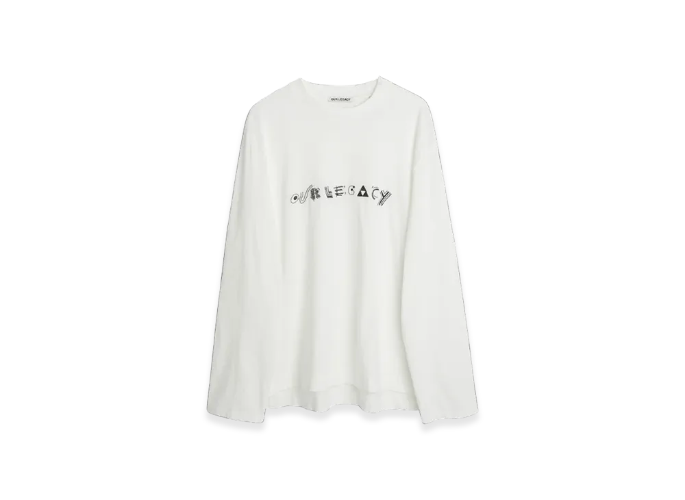 OUR LEGACY Box Long Sleeve T-Shirt Abstract Embroidery "White"
