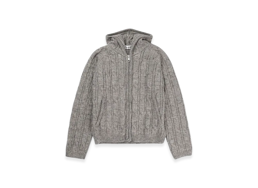 OUR LEGACY Women's Level Cable Knit Zip Hood "Grey Melange"