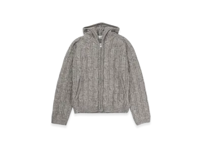 OUR LEGACY Women's Level Cable Knit Zip Hood "Grey Melange"