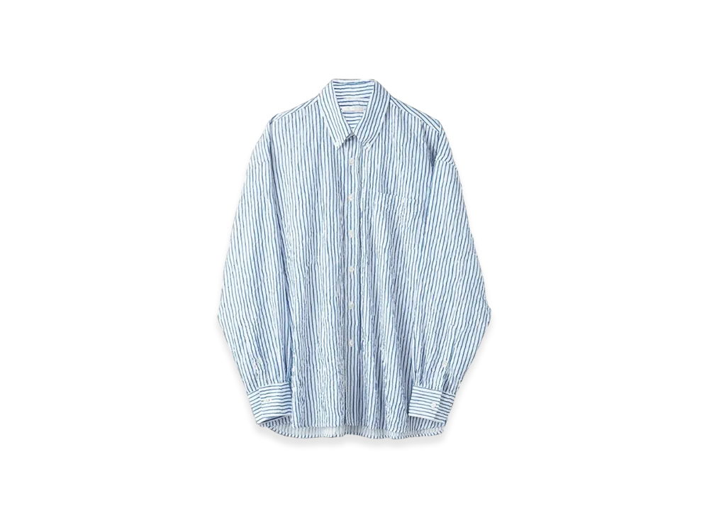 OUR LEGACY Borrowed BD Shirt Crinkled Stripe "White Blue"
