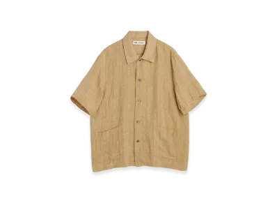 OUR LEGACY Elder Short Sleeve Shirt Texan Pinstripe "Oat"