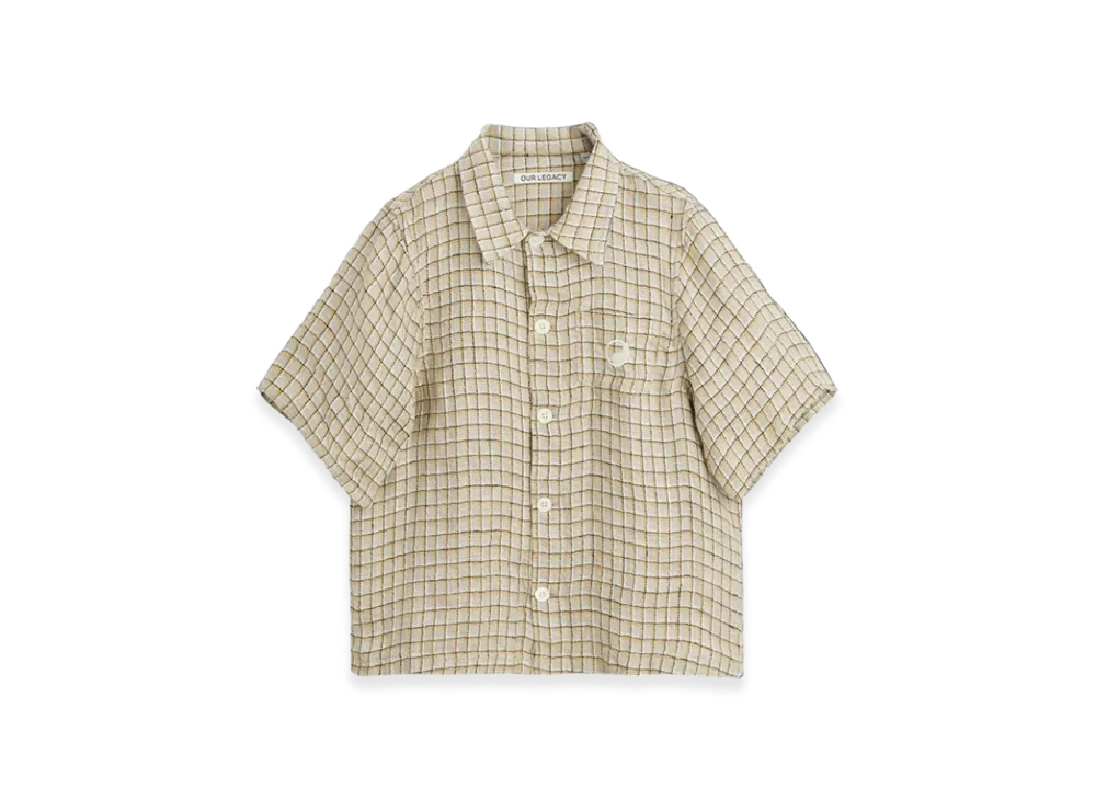 OUR LEGACY Kids Work Shop Box Shirt Short Sleeve "Grey Yellow Check"