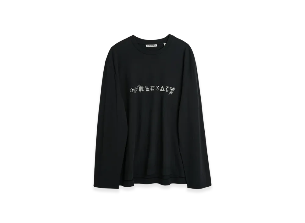 OUR LEGACY Box Long Sleeve T-Shirt Abstract Embroidery "Black"