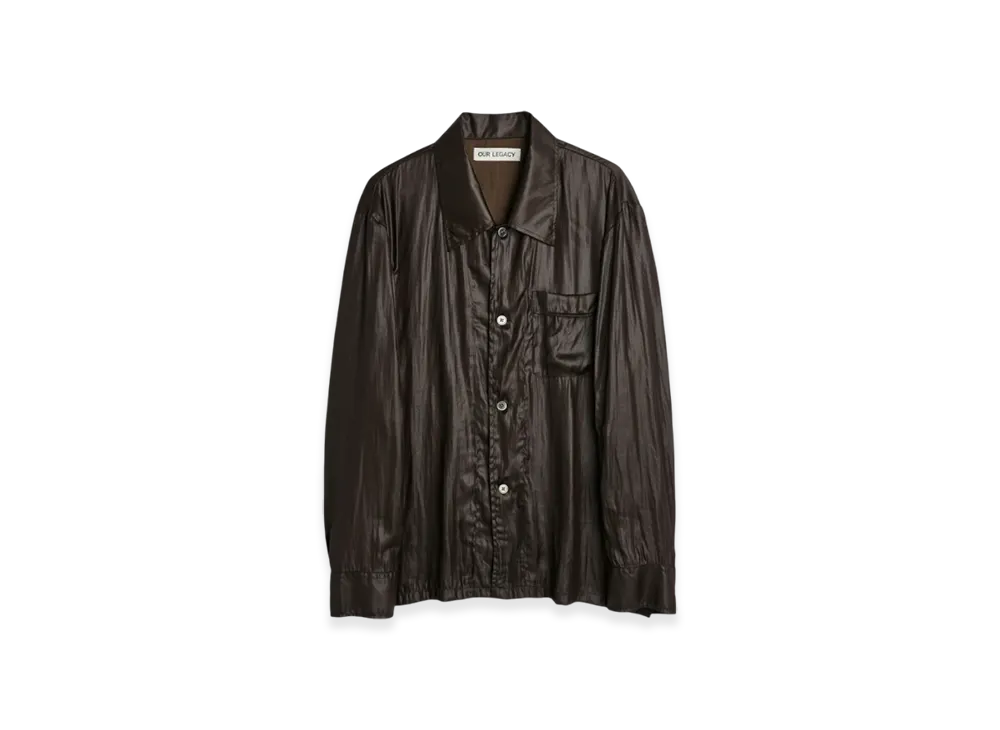 OUR LEGACY Waltz Shirt Liquid Poly "Glazed Brown"