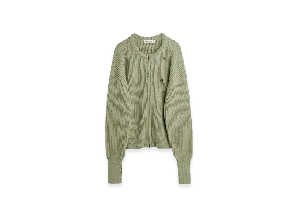OUR LEGACY Zip Wrap Cardigan Quotidian Wool "Refined Green"