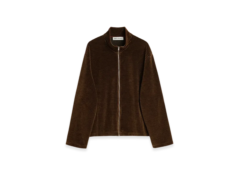 OUR LEGACY Shrunken Fullzip Polo "Scoobie Stripe Velour"