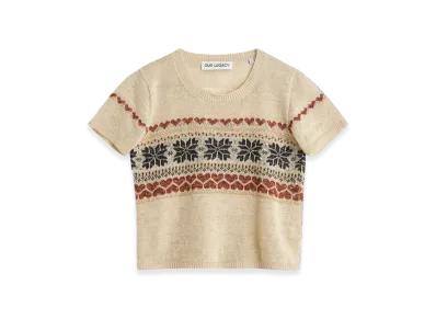 OUR LEGACY Women's Knitted Cropped T-Shirt "Snow Fairisle Hemp"