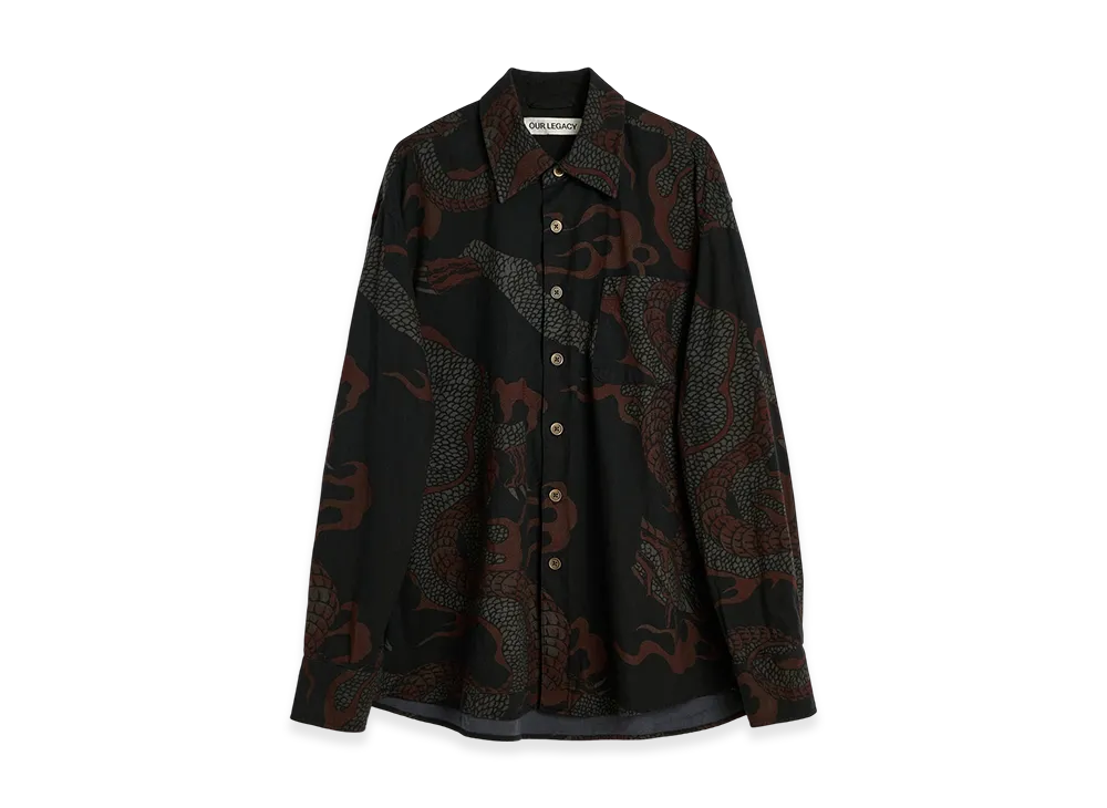 OUR LEGACY Above Shirt "Brown Abstract Snake Print"