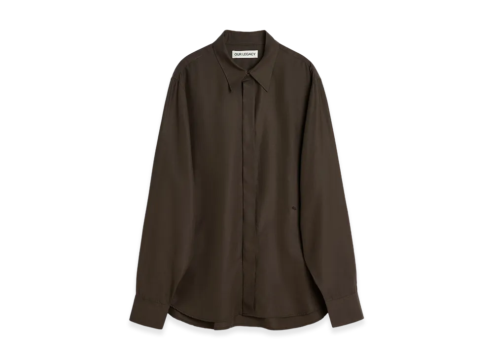 OUR LEGACY Evening Shirt "Draping Brown Liquid Tencel"
