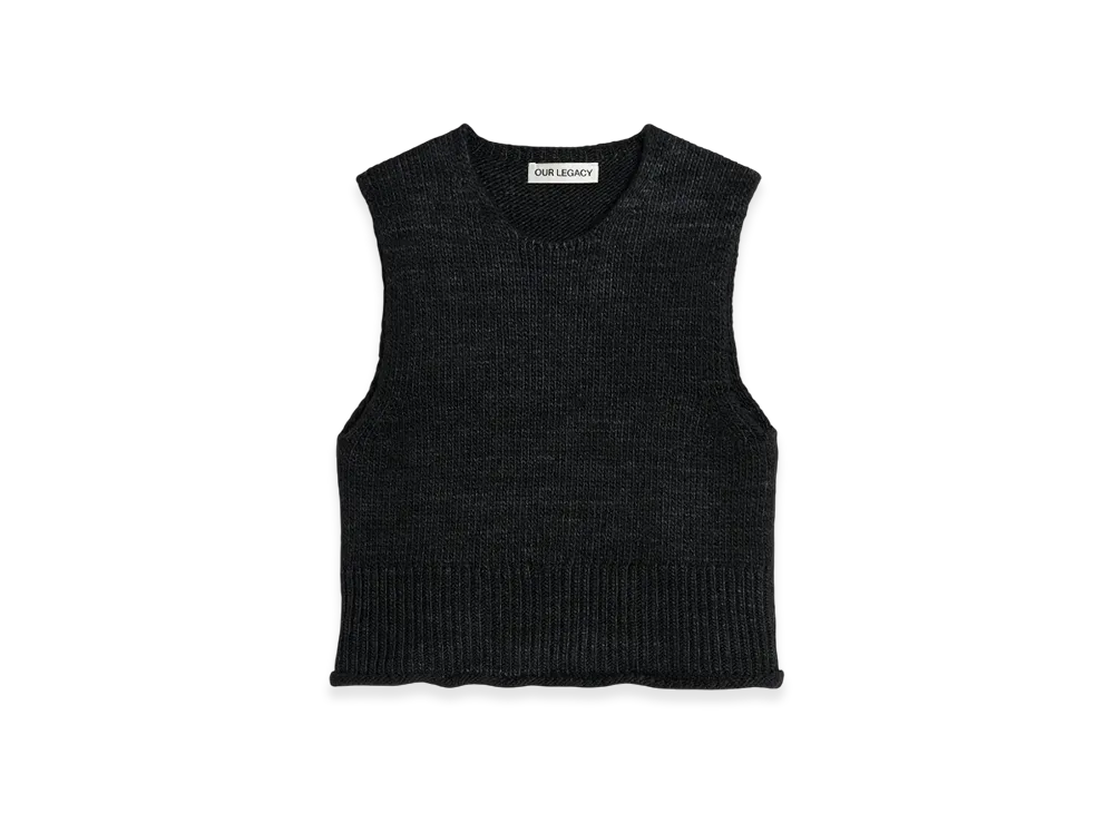 OUR LEGACY Pleaser Tank "Rich Black Rustic Wool Silk"