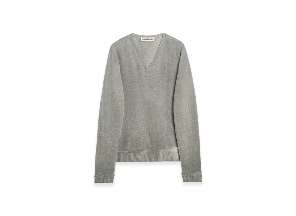 OUR LEGACY Parallel V-Neck "Grey Spray Dye Cherub Wool"