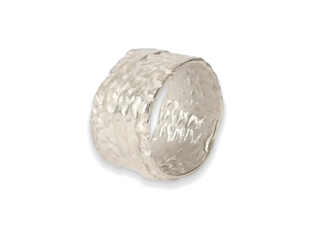 OUR LEGACY Casted Knit Ring "Frosted White Sterling Silver"