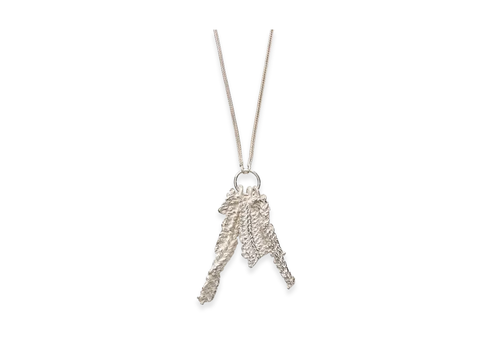 OUR LEGACY Casted Knit Necklace "Frosted White Sterling Silver"