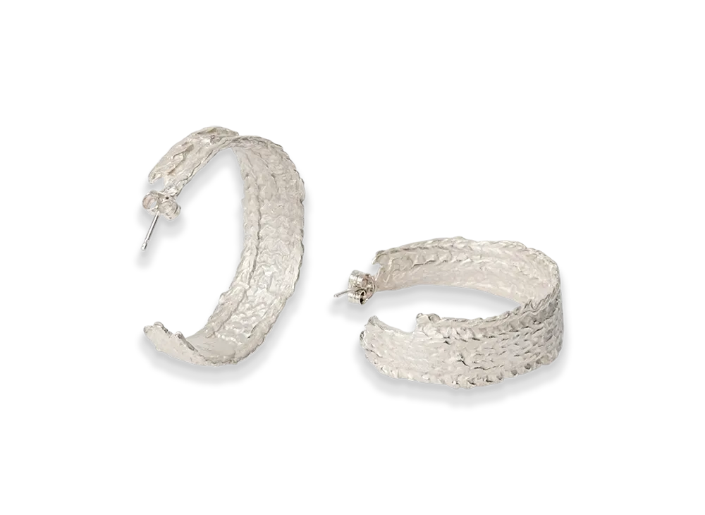 OUR LEGACY Casted Knit Hoop "Frosted White Sterling Silver"