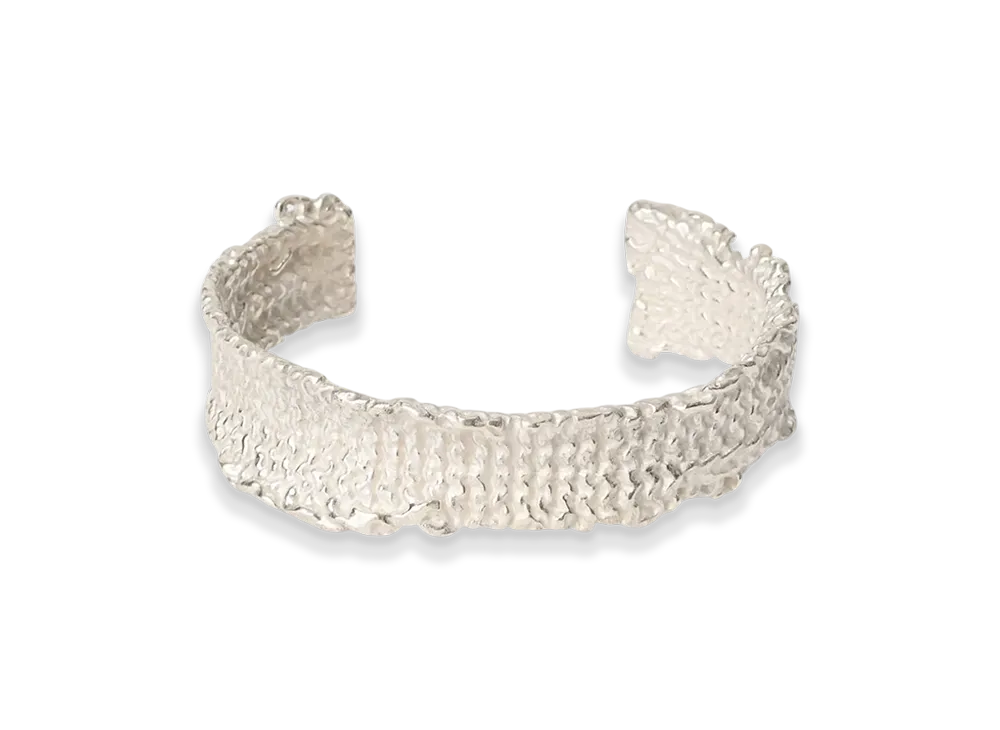 OUR LEGACY Casted Knit Bangle "Frosted White Sterling Silver"