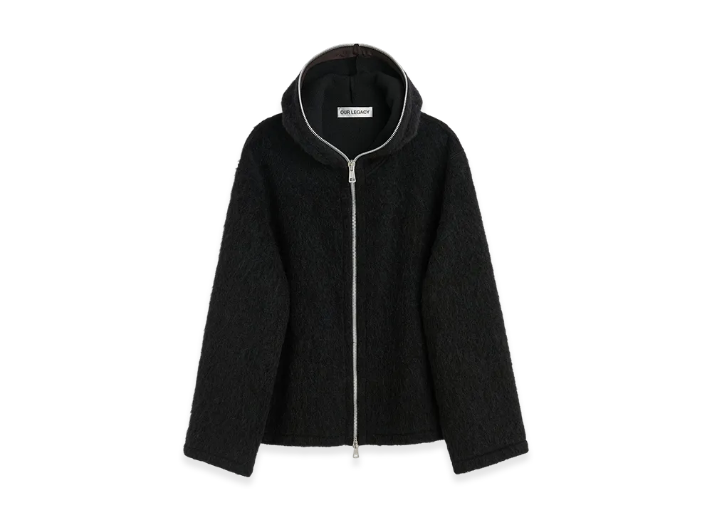 OUR LEGACY Full Zip Hood "Black Hairy Wool"