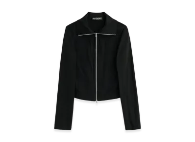 OUR LEGACY Slim Zip Longsleeve "Coal Essential Rib"