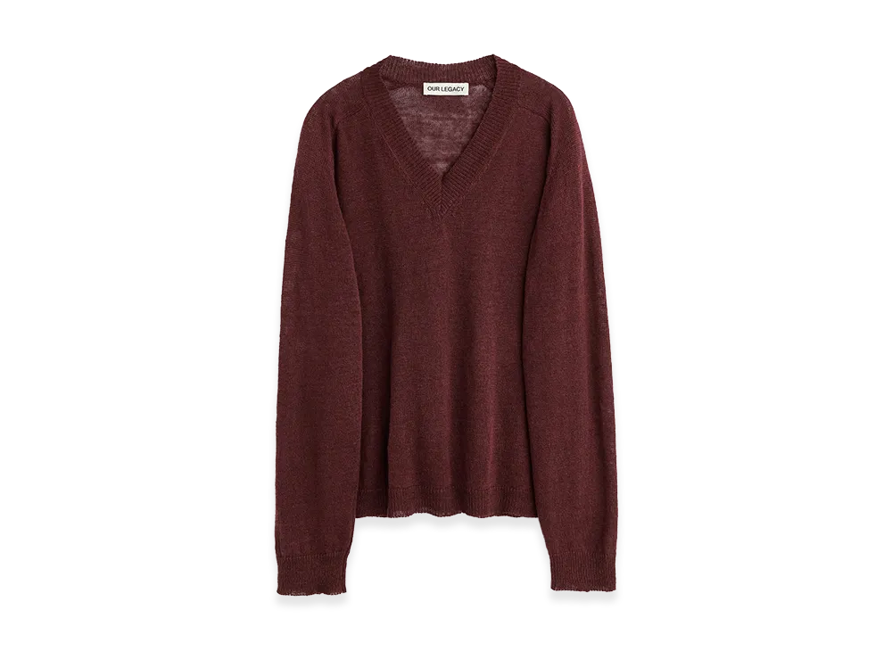 OUR LEGACY Rue V-Neck "Cabernet Cyclone Linen"