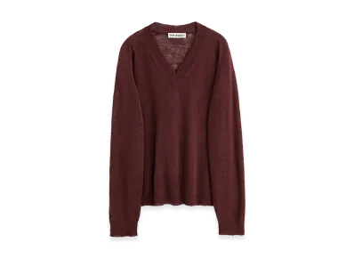 OUR LEGACY Rue V-Neck "Cabernet Cyclone Linen"
