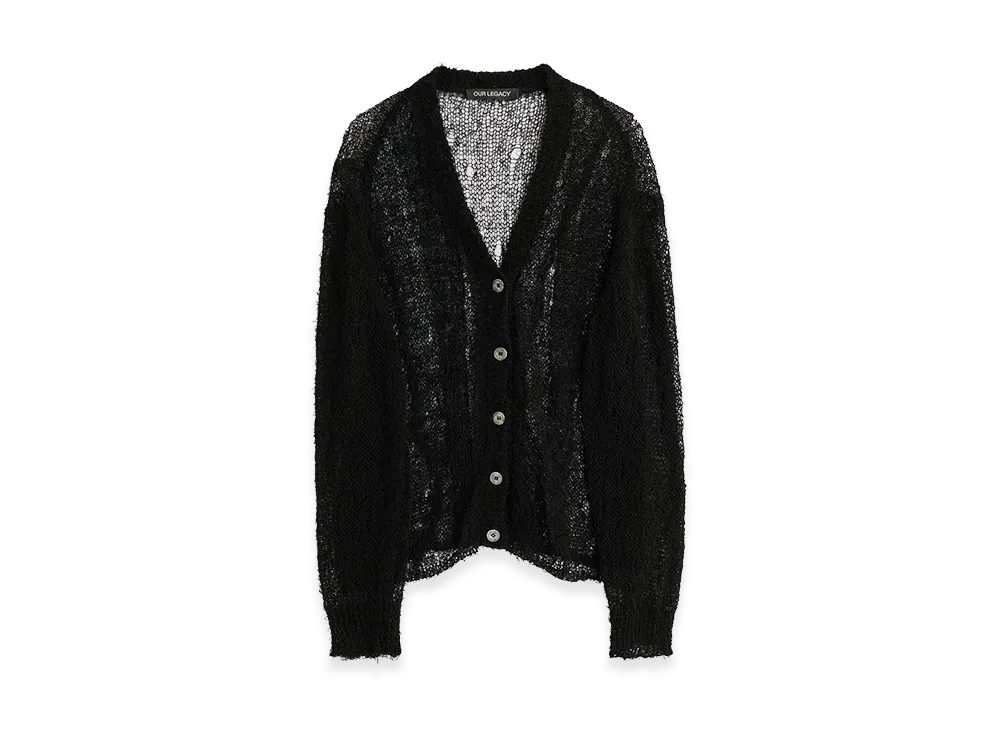 OUR LEGACY Academy Cardigan "Black Ragged Open Linen"