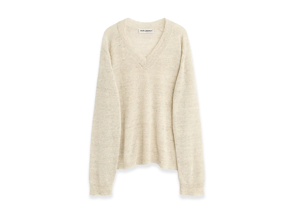 OUR LEGACY Rue V-Neck "Soft Ecru Cyclone Linen"