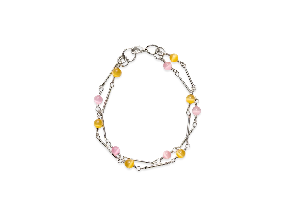 OUR LEGACY Fabricated Pearl Bracelet "Marbled Nectar Brass Link"