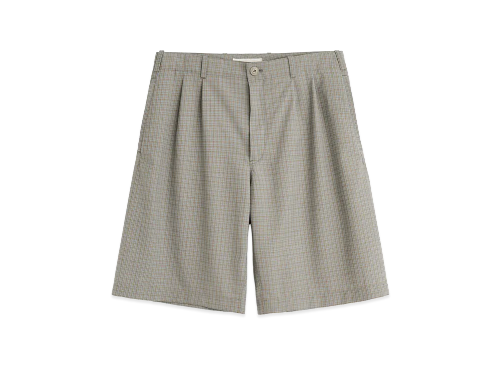 OUR LEGACY Ponte Shorts "Frosted Moss Check Nexwool"