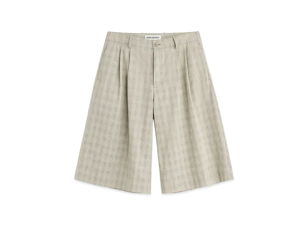 OUR LEGACY Split Shorts "Sage Trail Check Dryline Weave"
