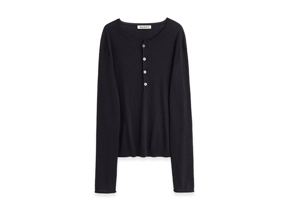 OUR LEGACY Fine Henley "Noble Navy Cotton Crepe"