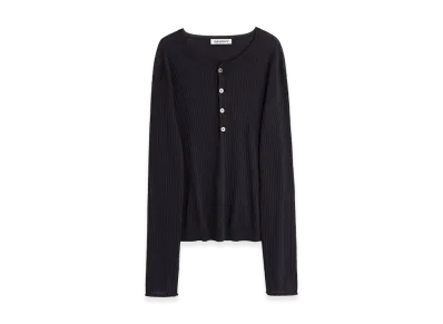 OUR LEGACY Fine Henley "Noble Navy Cotton Crepe"