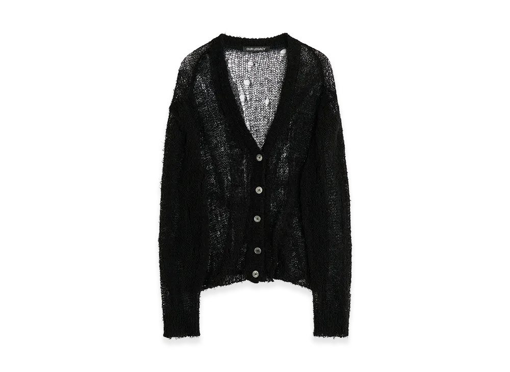 OUR LEGACY Women's Academy Cardigan "Black Ragged Open Linen"