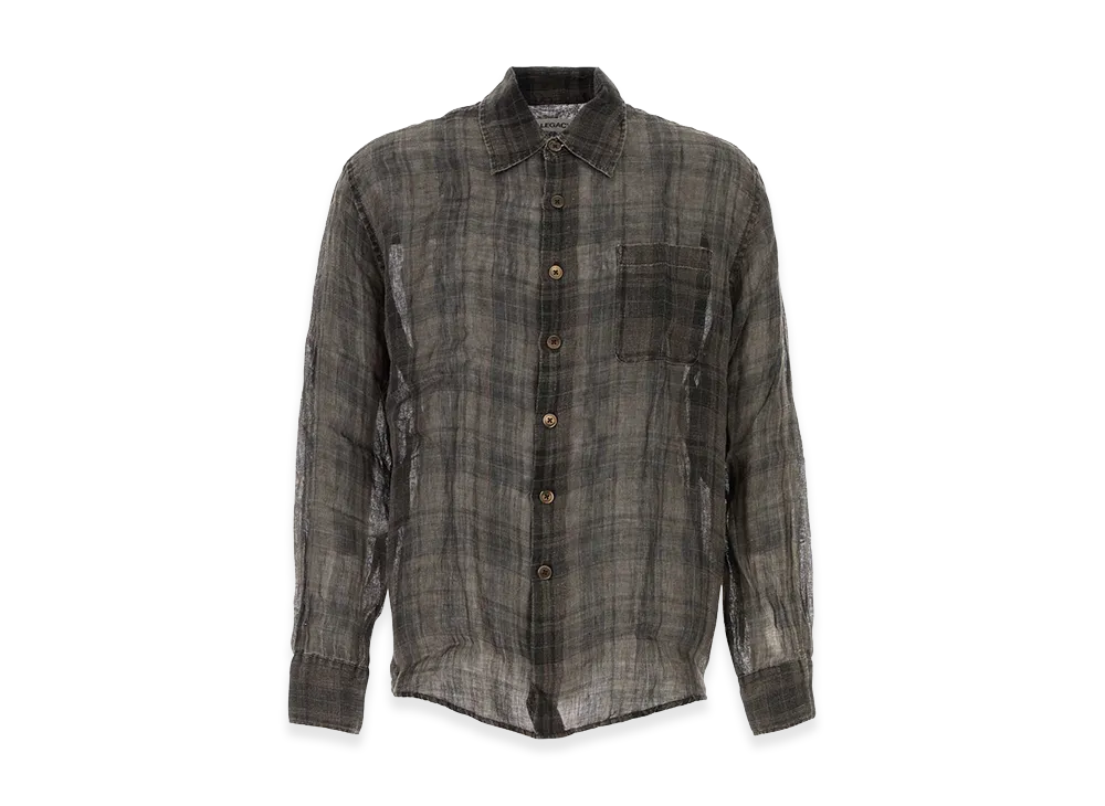 OUR LEGACY Embroidered Linen Oversize Shirt "Checked"