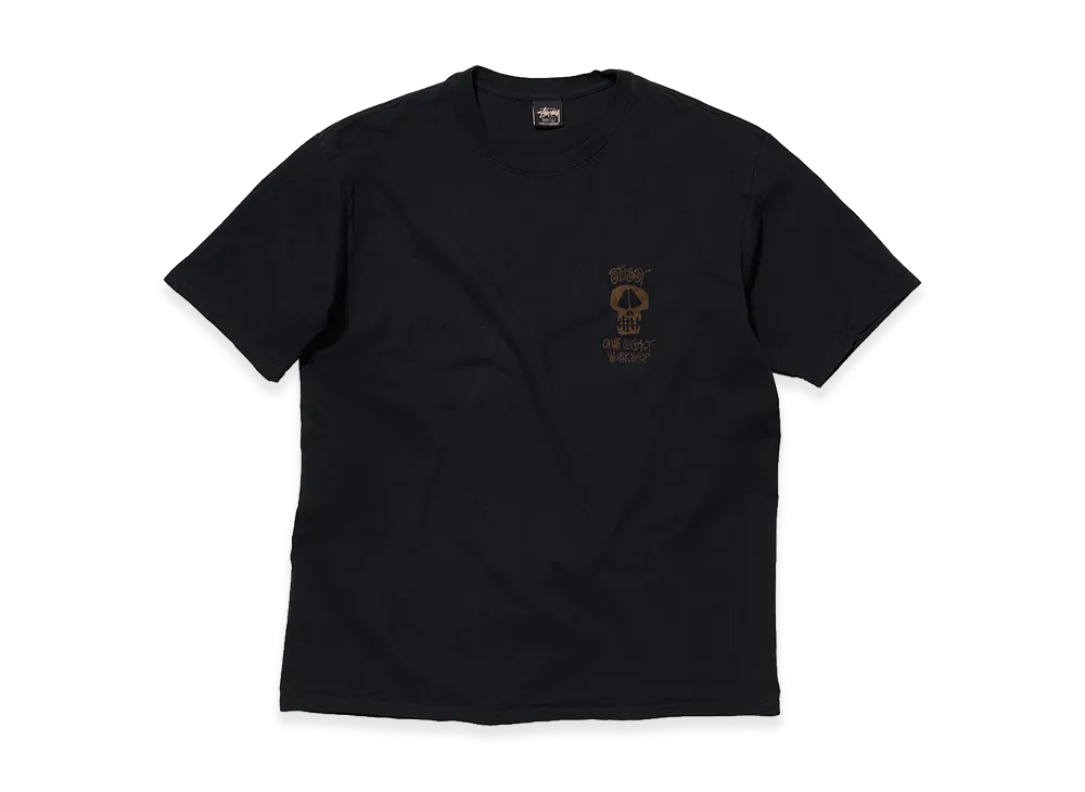 OUR LEGACY Work Shop x Stussy OL Surf Skull Pig. Dyed Tee "Clay OD Black"