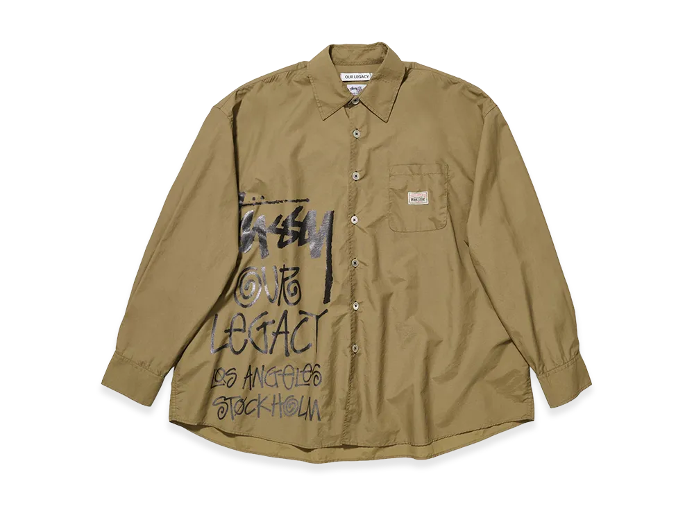 OUR LEGACY Work Shop x Stussy Borrowed Shirt "Ripstop OD Black"