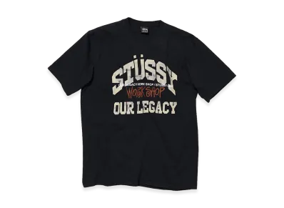 OUR LEGACY Work Shop x Stussy OL Collegiate Pig. Dyed Tee "Taupe OD Black"