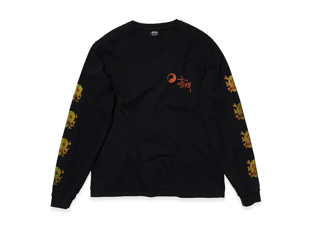 OUR LEGACY Work Shop x Stussy OL Skull Pig. Dyed Ls Tee "Overdyed Black"