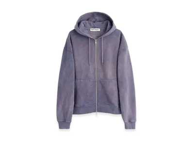 OUR LEGACY L/S Fleece-Lined Plain Full Zip Hoodie "Purple"