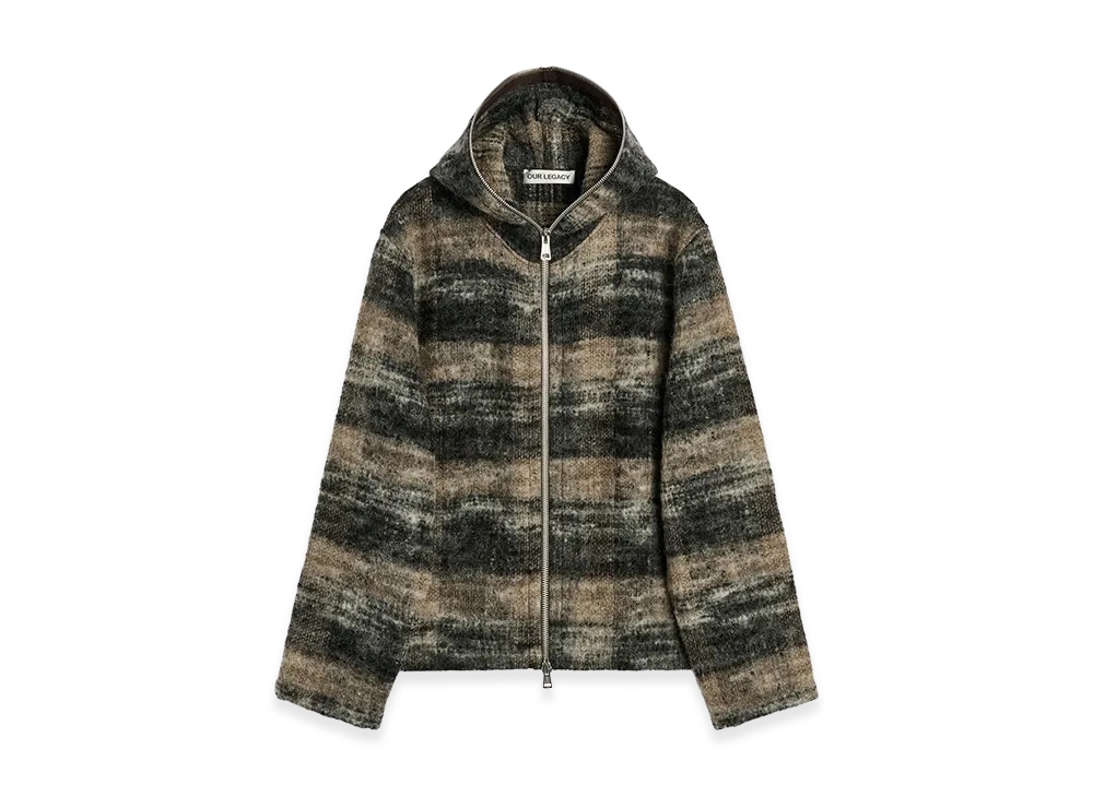 OUR LEGACY Full Zip Hood "Night Woods Check Lofty Wool"