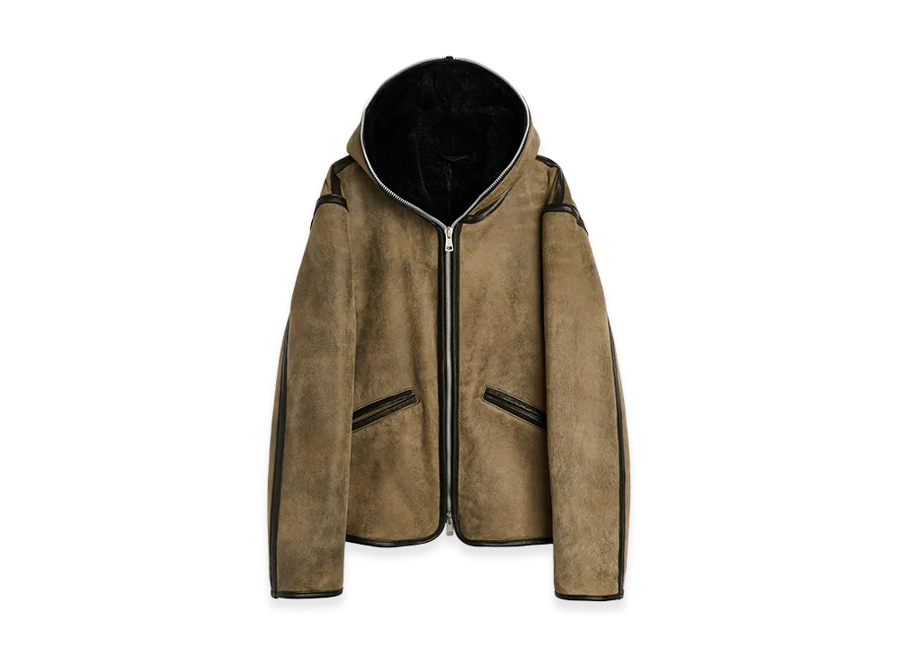 OUR LEGACY Full Zip Jacket "Smoky Black Dry Shearling"