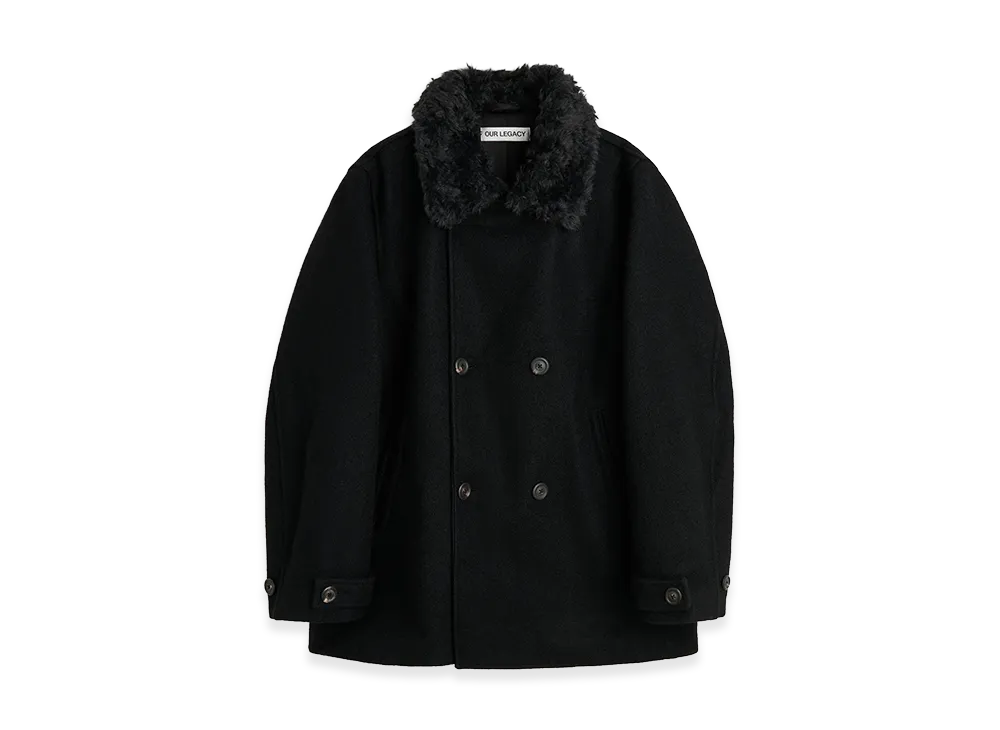 OUR LEGACY Wage Peacoat "Black Stamped Wool"