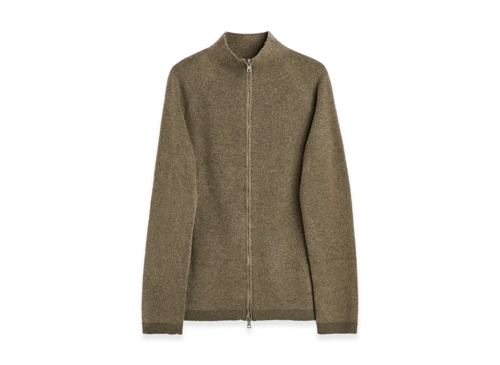 OUR LEGACY Line Zip Cardigan "Mud Spray Dye Cherub Wool"