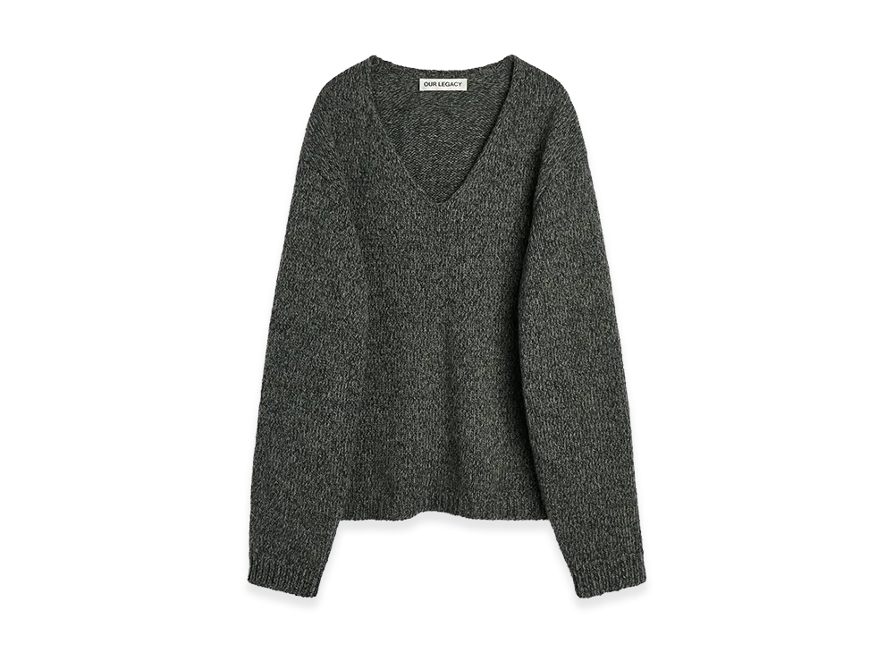 OUR LEGACY Link V-Neck "Slub Twisted Ash Grey Wool"