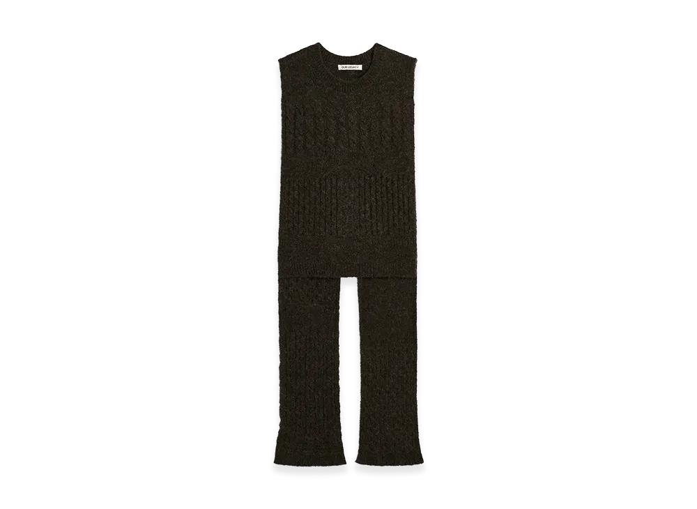 OUR LEGACY Wrap Scarf "Plum Brown Blur Stitch Alpaca"