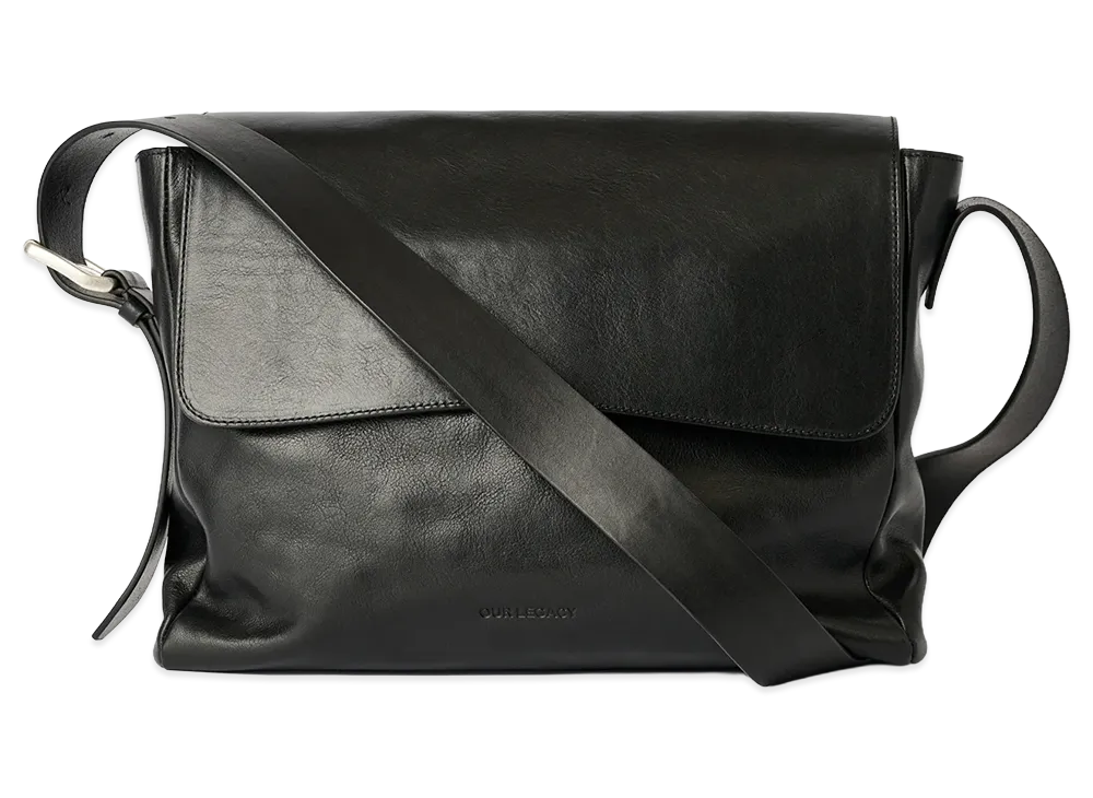 OUR LEGACY Piston Messenger "Tire Black Forever Cowhide"