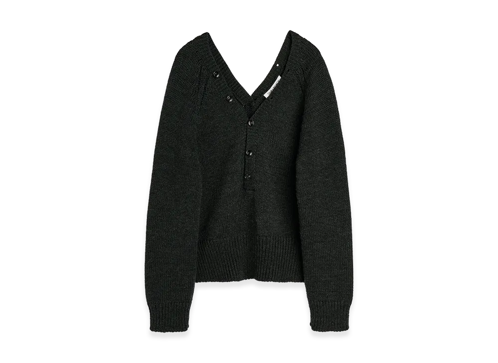 OUR LEGACY Women's Country Henley "Charcoal Dry Merino Wool"