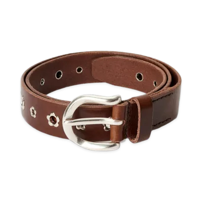 OUR LEGACY 3.5cm Flower Belt "Grand Mahogany"