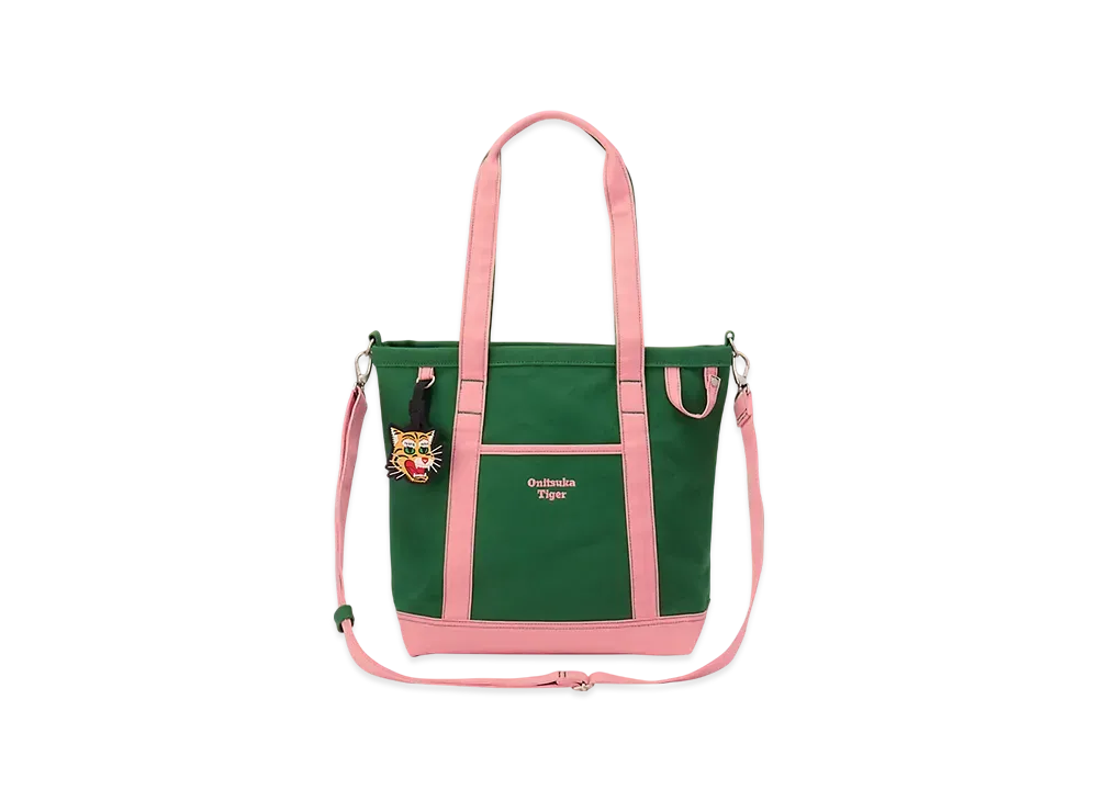 Onitsuka Tiger Small Canvas Tote Bag "Green/Pink"